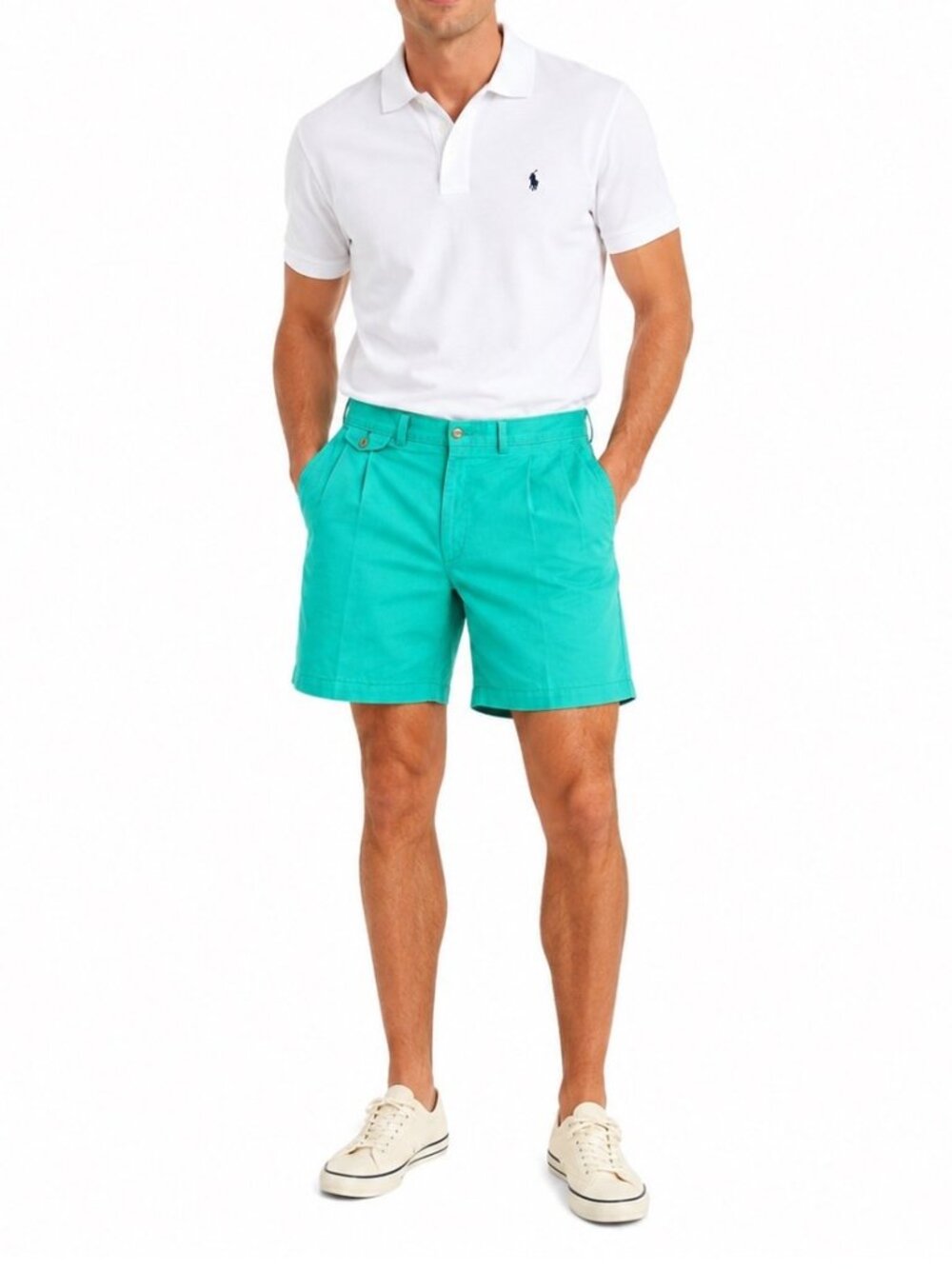 J Canfield Shorts Mens 36 Green Twill Pleat Golf Yacht Heritage Coastal Hamptons